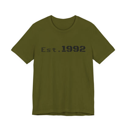 Retro vintage Est. 1992 T-Shirt by Printify featuring classic design and bold birth year print on soft fabric.
