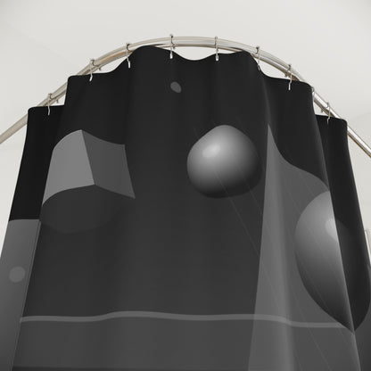 Monochrome 3D Shapes Shower Curtain | Abstract Geometric Bathroom Decor