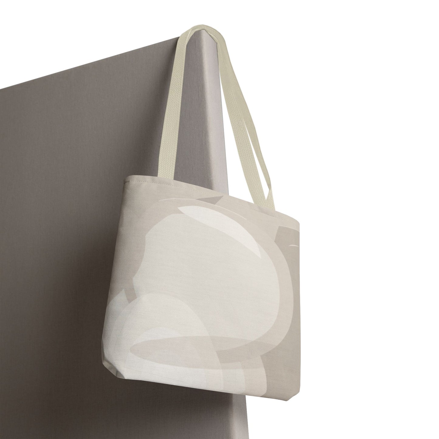 Neutral Abstract Circle Pattern Tote Bag | Minimal Beige AOP Canvas