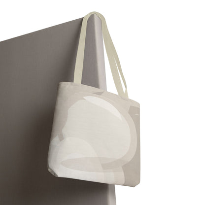 Neutral Abstract Circle Pattern Tote Bag | Minimal Beige AOP Canvas