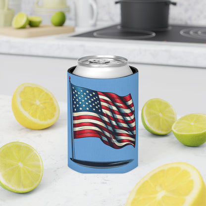 Patriotic Can Cooler, American Flag Drink Sleeve, Summer BBQ Beverage Holder, Fourth of July Party Favor, Cooler for Beer & Soda