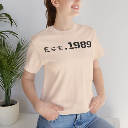 Unisex Est. 1989 Tee, Casual T-Shirt for Birthdays, Vintage Style Shirt, Personalized Gift, Year Established Apparel