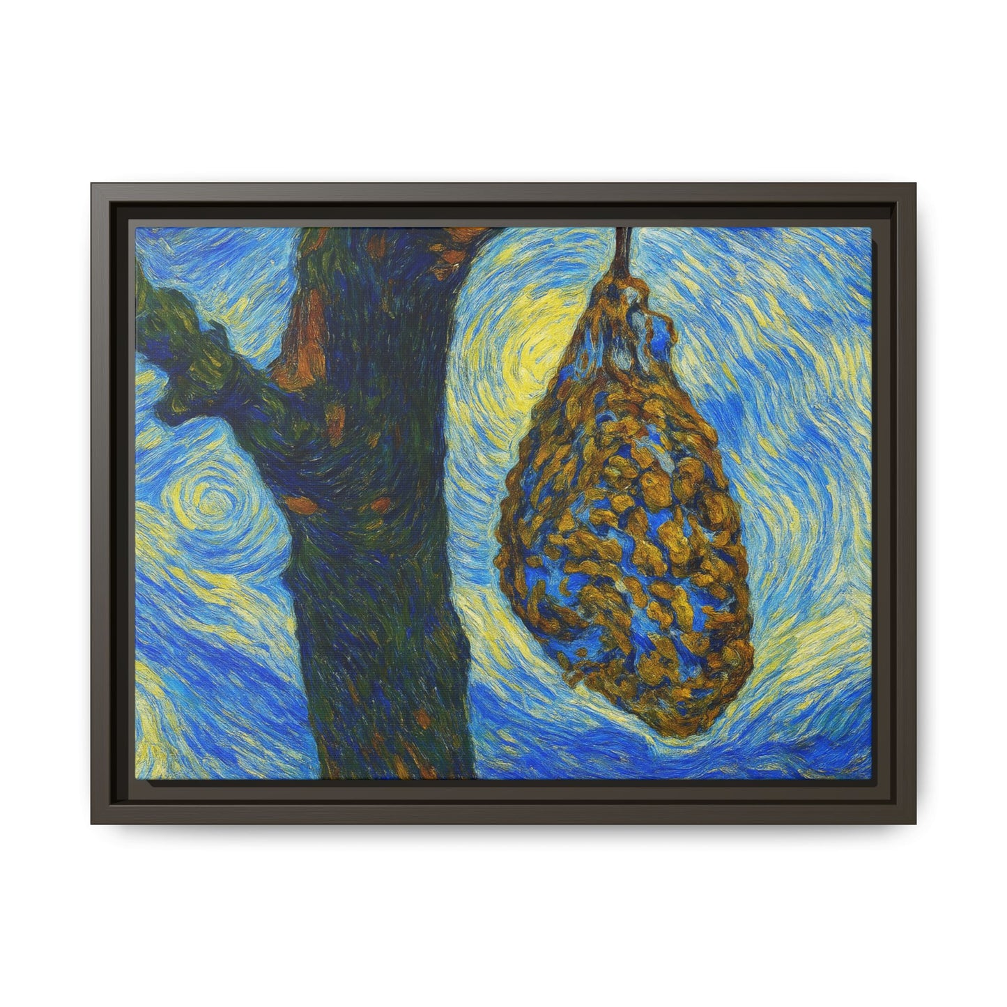 Framed matte canvas art featuring a starry nut cluster with dried plum colors by Printify