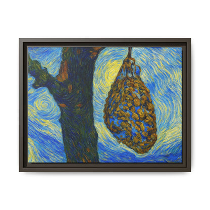 Framed matte canvas art featuring a starry nut cluster with dried plum colors by Printify