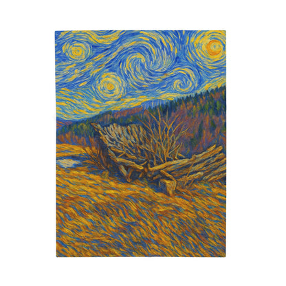 Starry Night Velveteen Plush Blanket, Cozy Throw Blanket for Home Decor, Gift for Art Lovers, Perfect for Christmas or Home Warmth - TRV