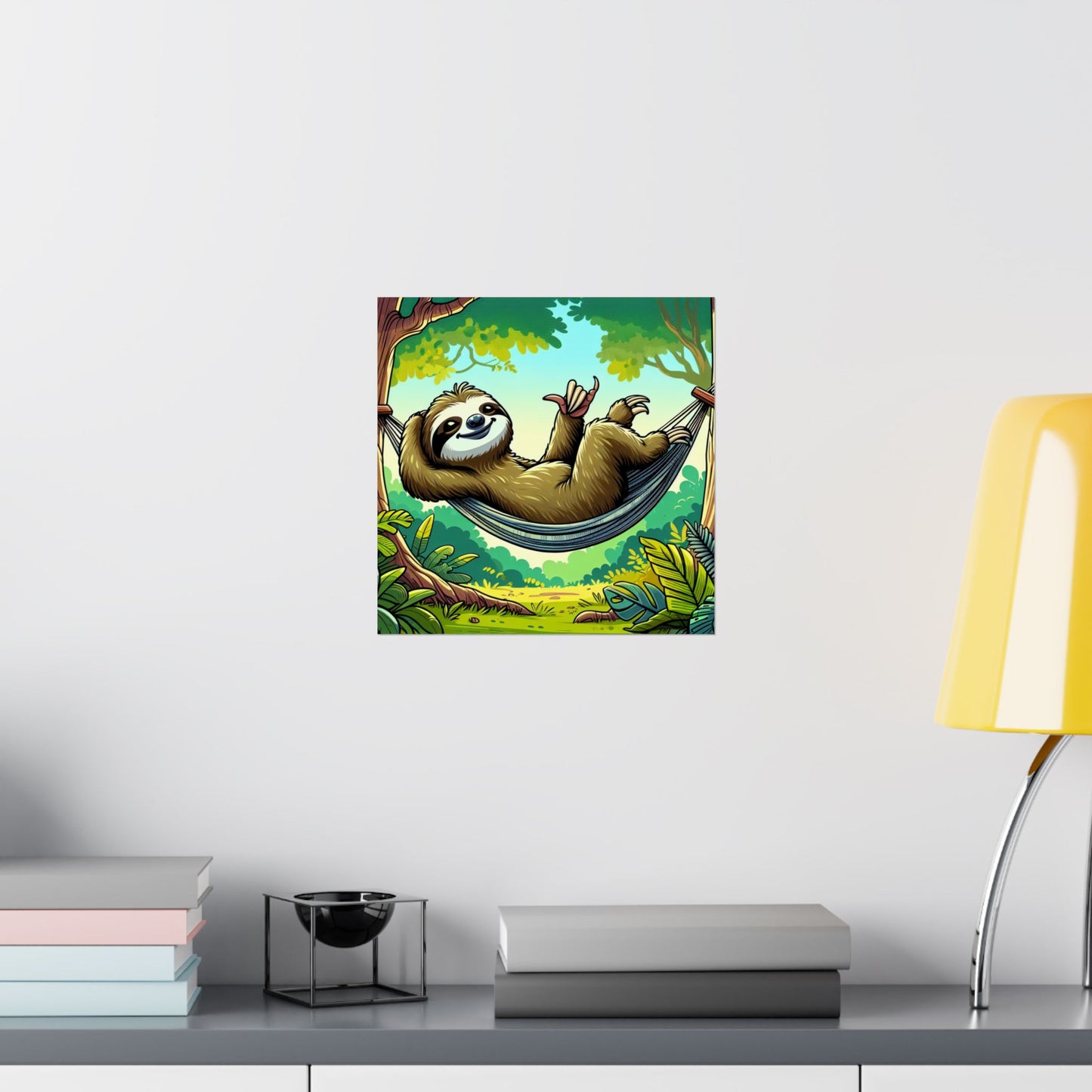 Sloth Hammock Matte Poster — Tropical Relaxation Wall Art