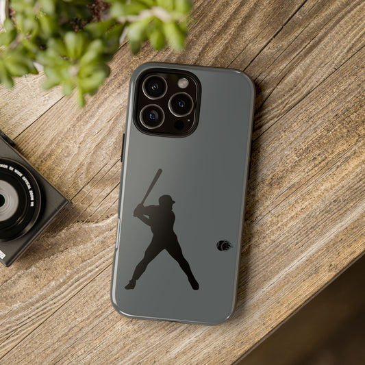 Black baseball silhouette tough phone case for iPhone, protective and sporty design by Printify.