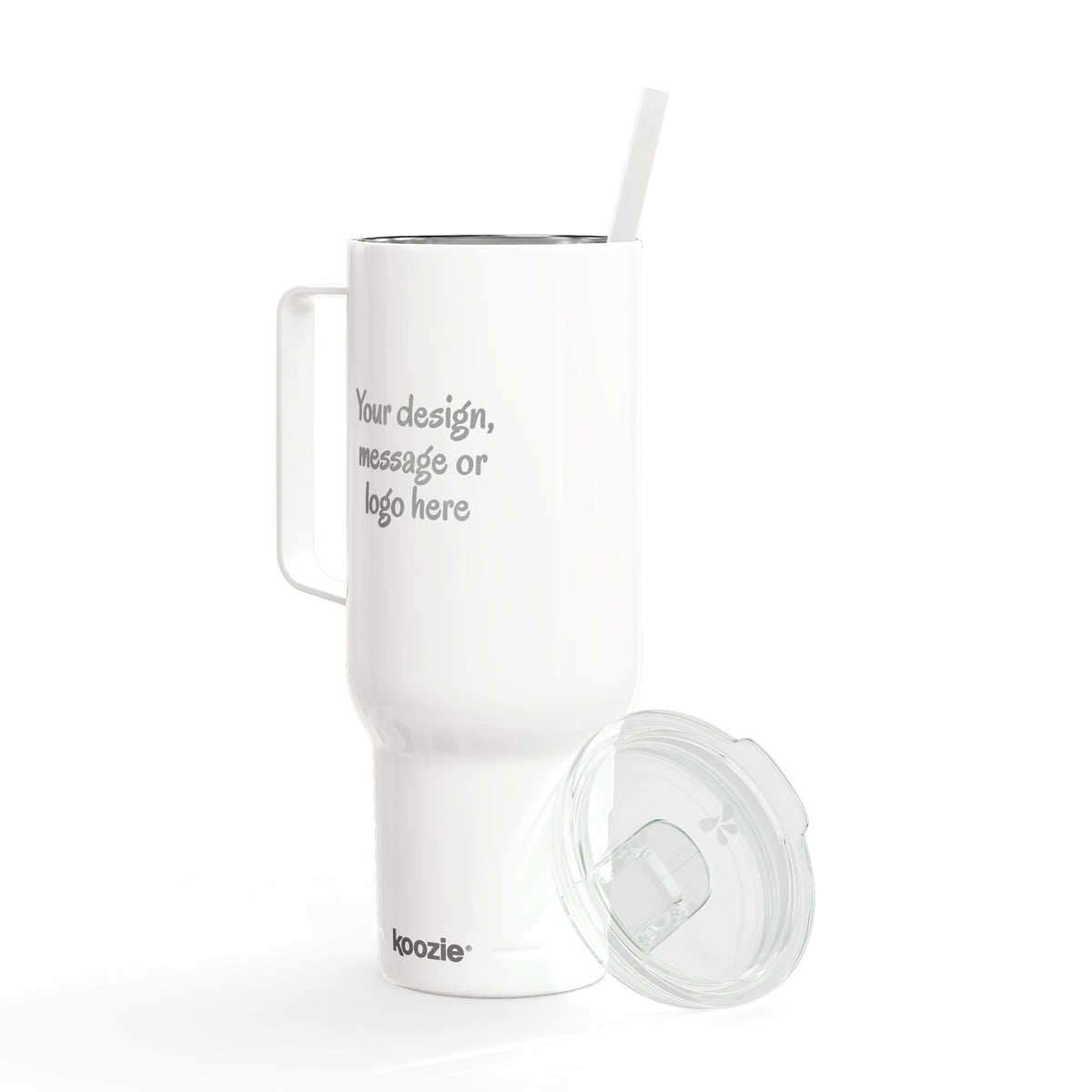 Custom engraved 40oz insulated tumbler with handle, lid and straw - view 10