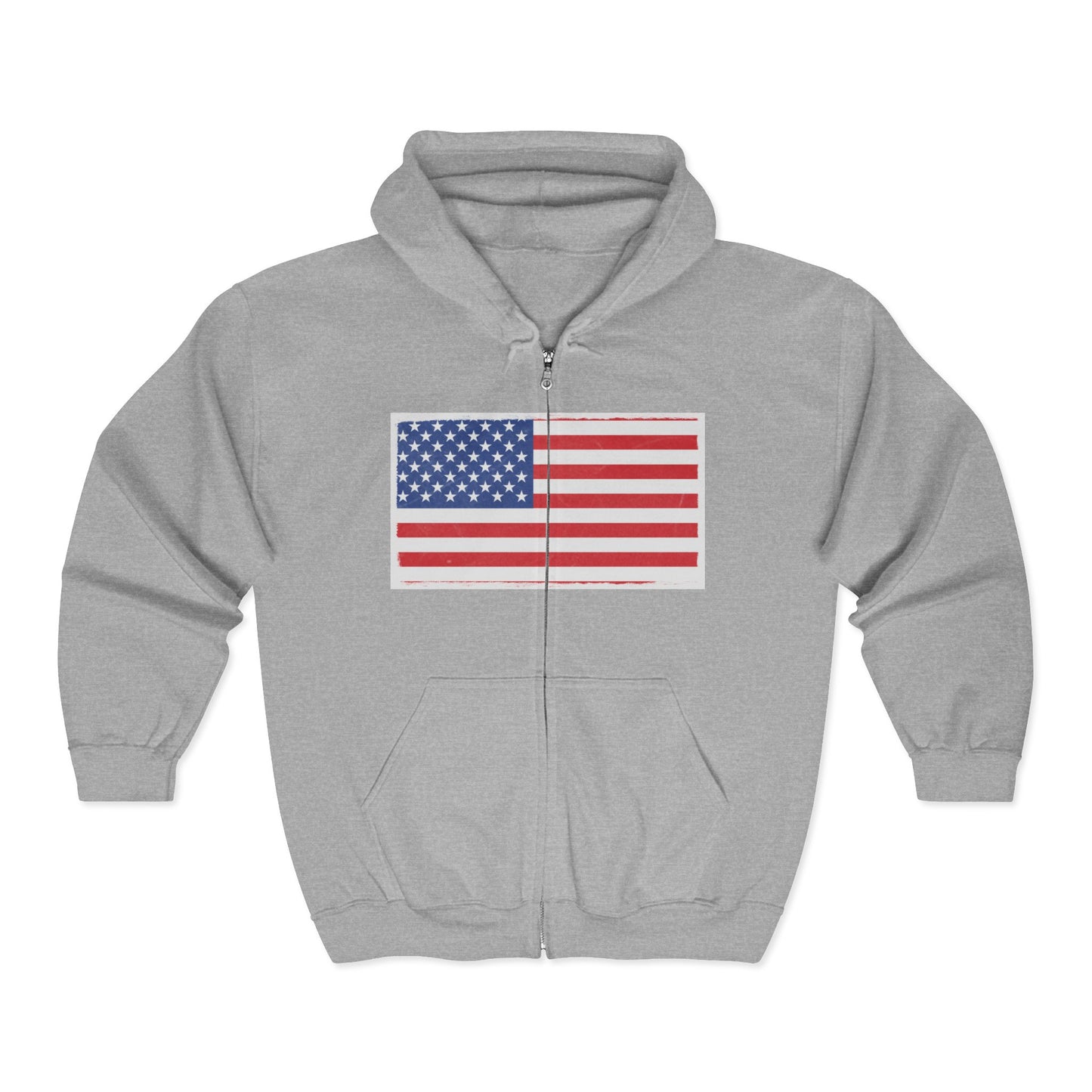 American Flag Graphic Full Zip Hoodie | Unisex Sweatshirt for Patriotic Holidays, Fourth of July, Independence Day, Gifts, Casual Wear
