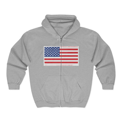 American Flag Graphic Full Zip Hoodie | Unisex Sweatshirt for Patriotic Holidays, Fourth of July, Independence Day, Gifts, Casual Wear