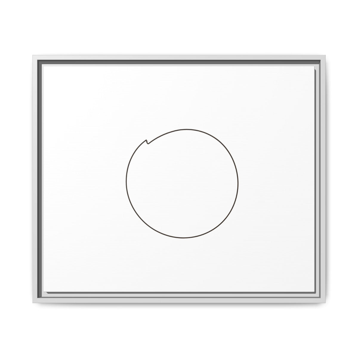Framed matte canvas wall art featuring a minimal circular line design, created by Printify.