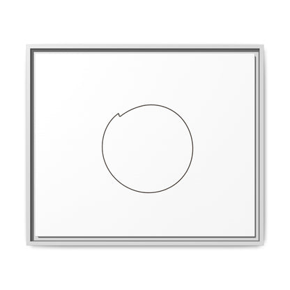 Framed matte canvas wall art featuring a minimal circular line design, created by Printify.
