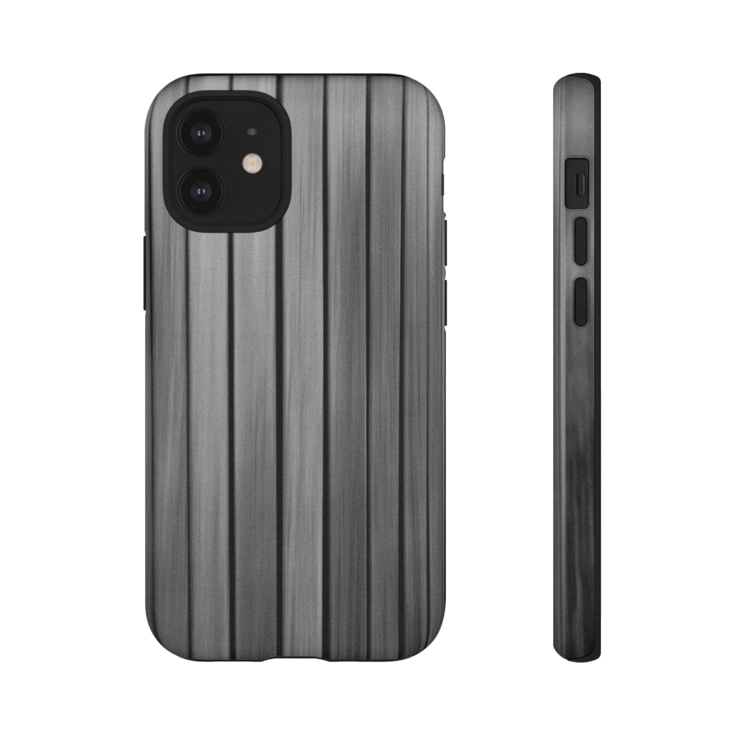 Ribbed metal texture tough protective iPhone case by Printify, showcasing a sleek design and durable build for iPhone protection.