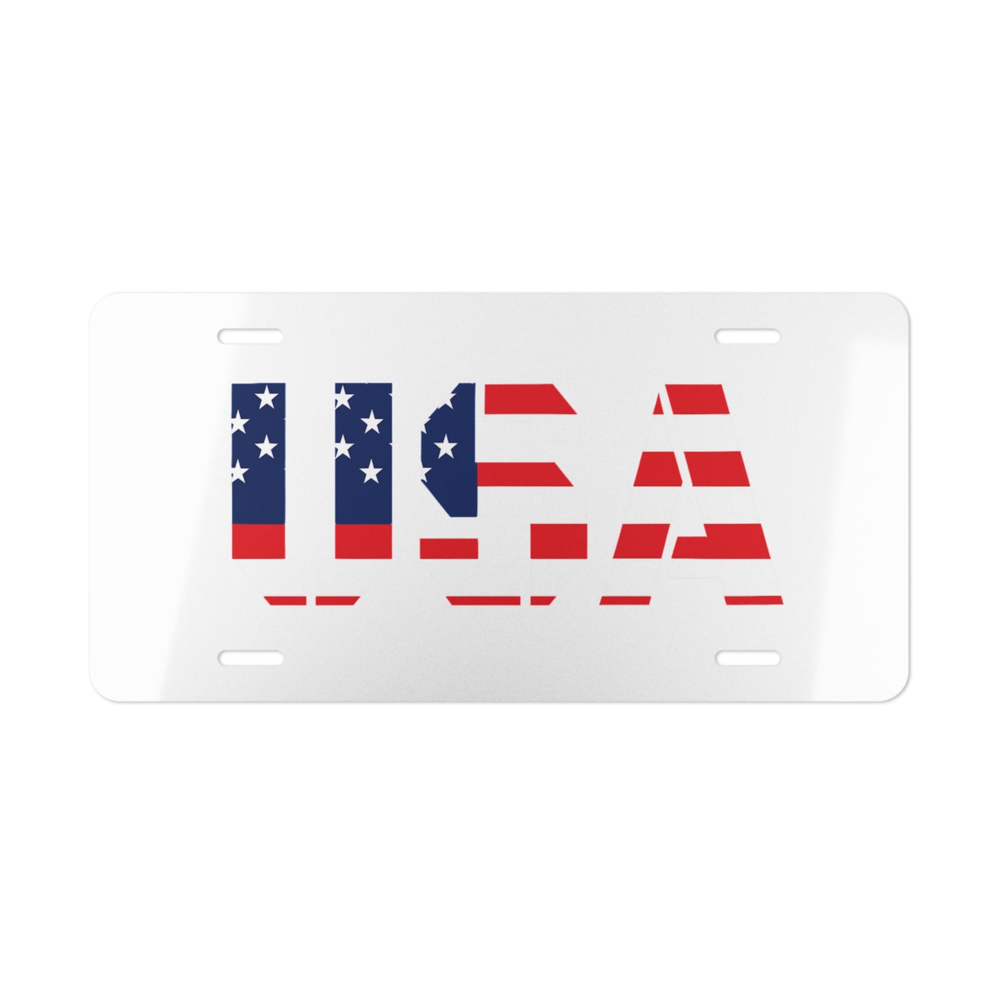 USA Flag Vanity License Plate — Patriotic Aluminum Car Plate