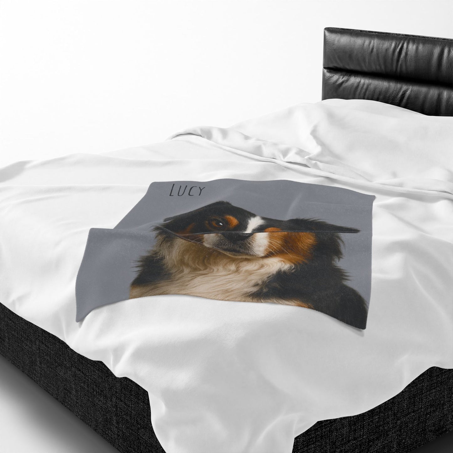 Personalized Aussie Dog Portrait Blanket | Velveteen Plush Blanket