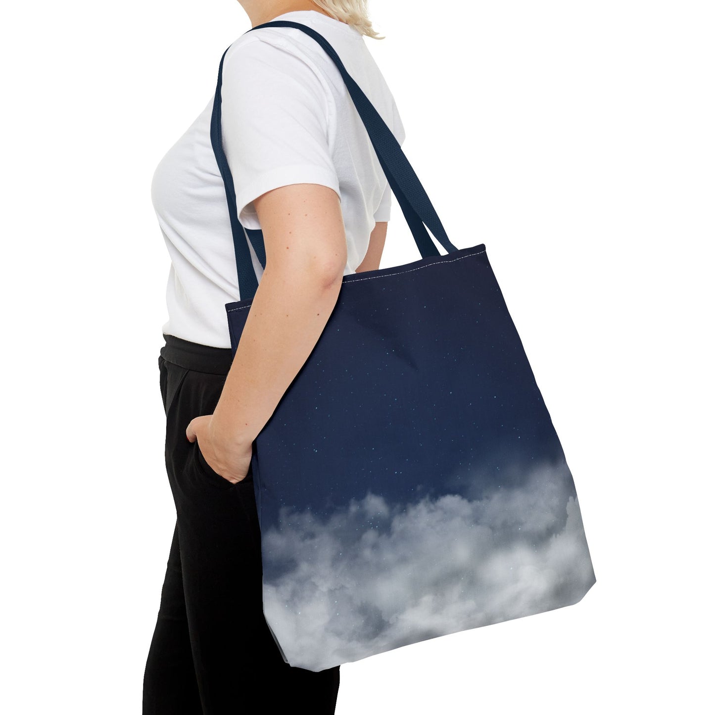 Night Sky Clouds Tote Bag | Starry Navy Ombre - TRV