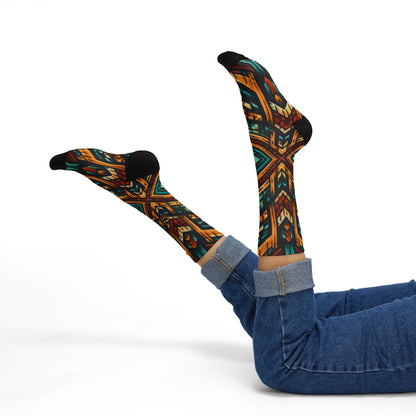 Southwestern Aztec Pattern Socks | Geometric Tribal Print