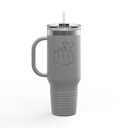 Heart Gesture Insulated Travel Mug - 40oz - Ideal for Coffee Enthusiasts, On-the-Go Drinkers, Valentine's Day Gift, Travel Companion, Large