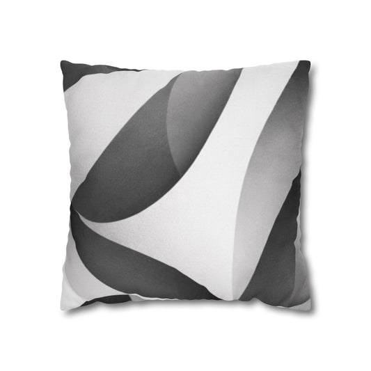 Square pillowcase featuring an abstract black and white wave design, perfect for modern home decor.
