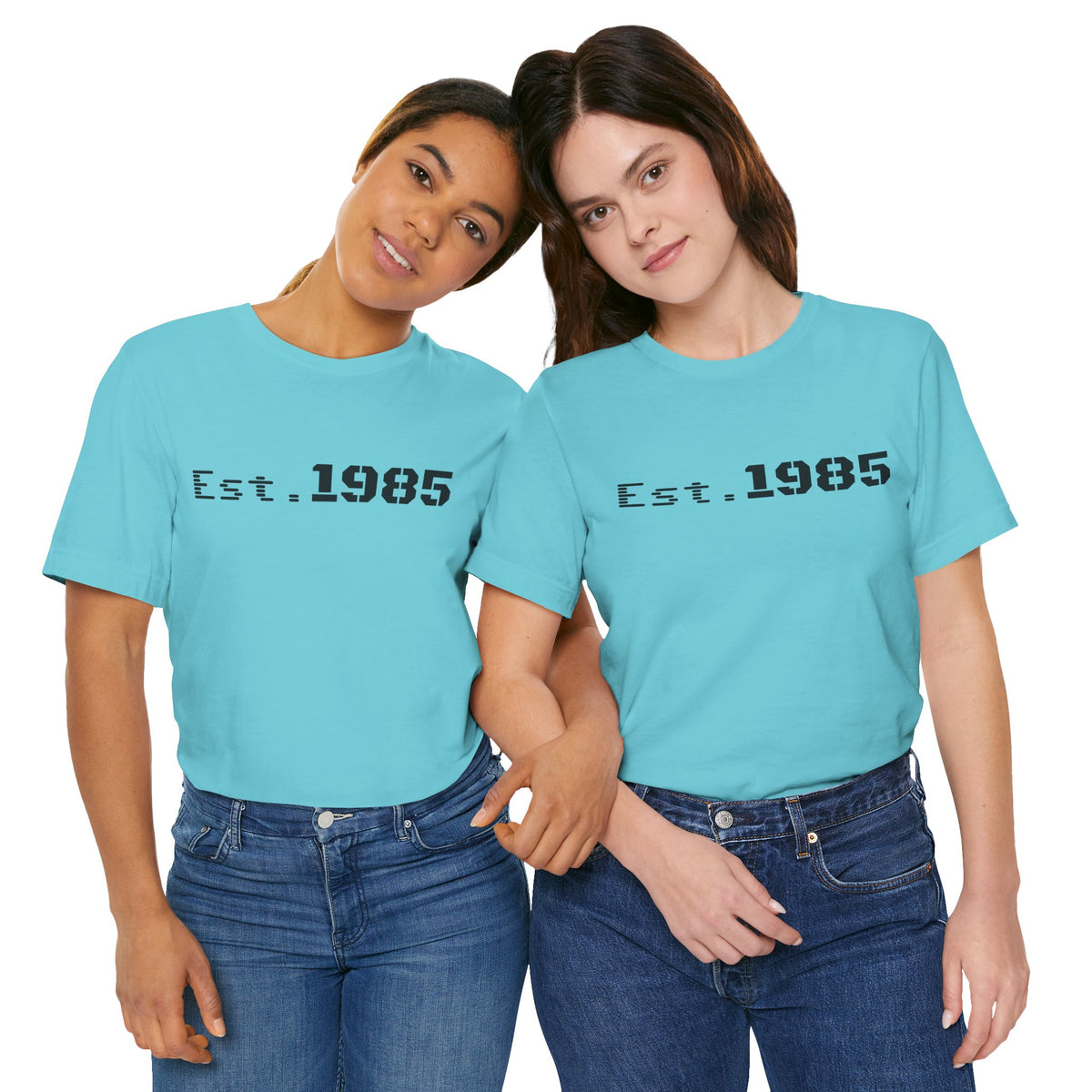 Vintage Est. 1985 graphic T-shirt by Printify featuring a retro year design on a casual cotton tee.