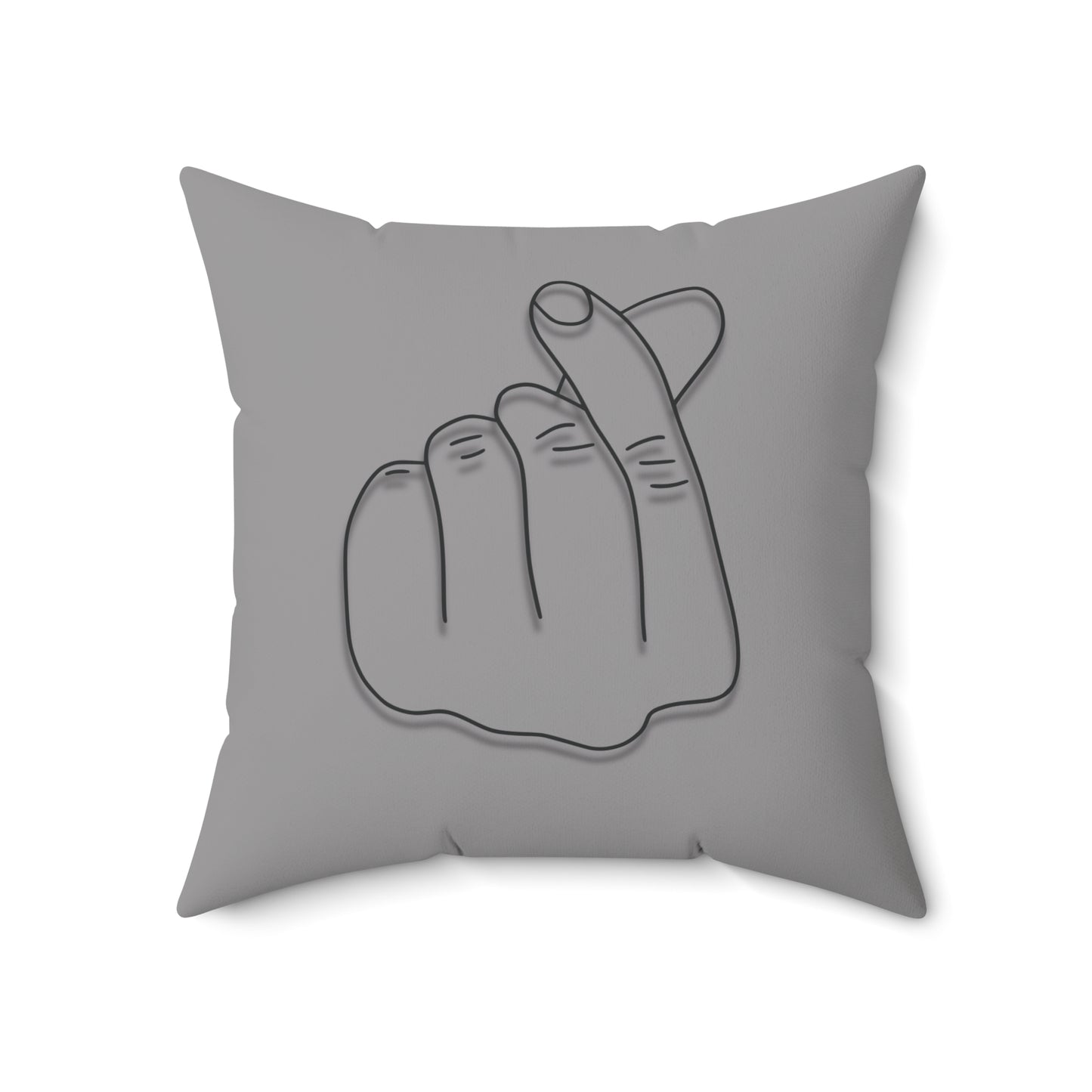 Minimalist throw pillow with hand gesture design, cozy home decor pillow by Printify, soft fabric and modern style.