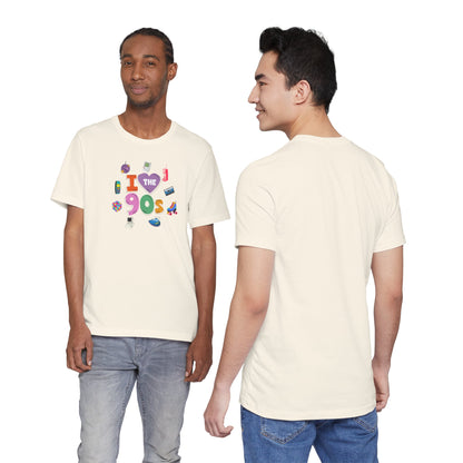 I  Love the 90's Short Sleeve Tee - Retro Graphic Tee, Vintage Style Shirt, Perfect for Casual Outings, 90s Nostalgia Apparel