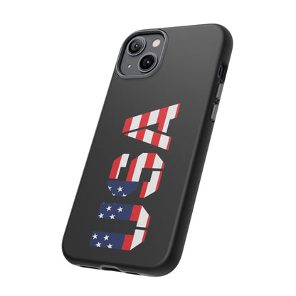 USA patriotic American flag phone case by Printify, featuring a durable tough protective design with vibrant flag imagery.