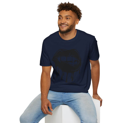 Edgy Graphic Unisex T-Shirt - Dripping Mouth Design, Cool Tee, Trendy Shirt, Hipster Top, Streetwear, Alternative Fashion, Holiday Gift
