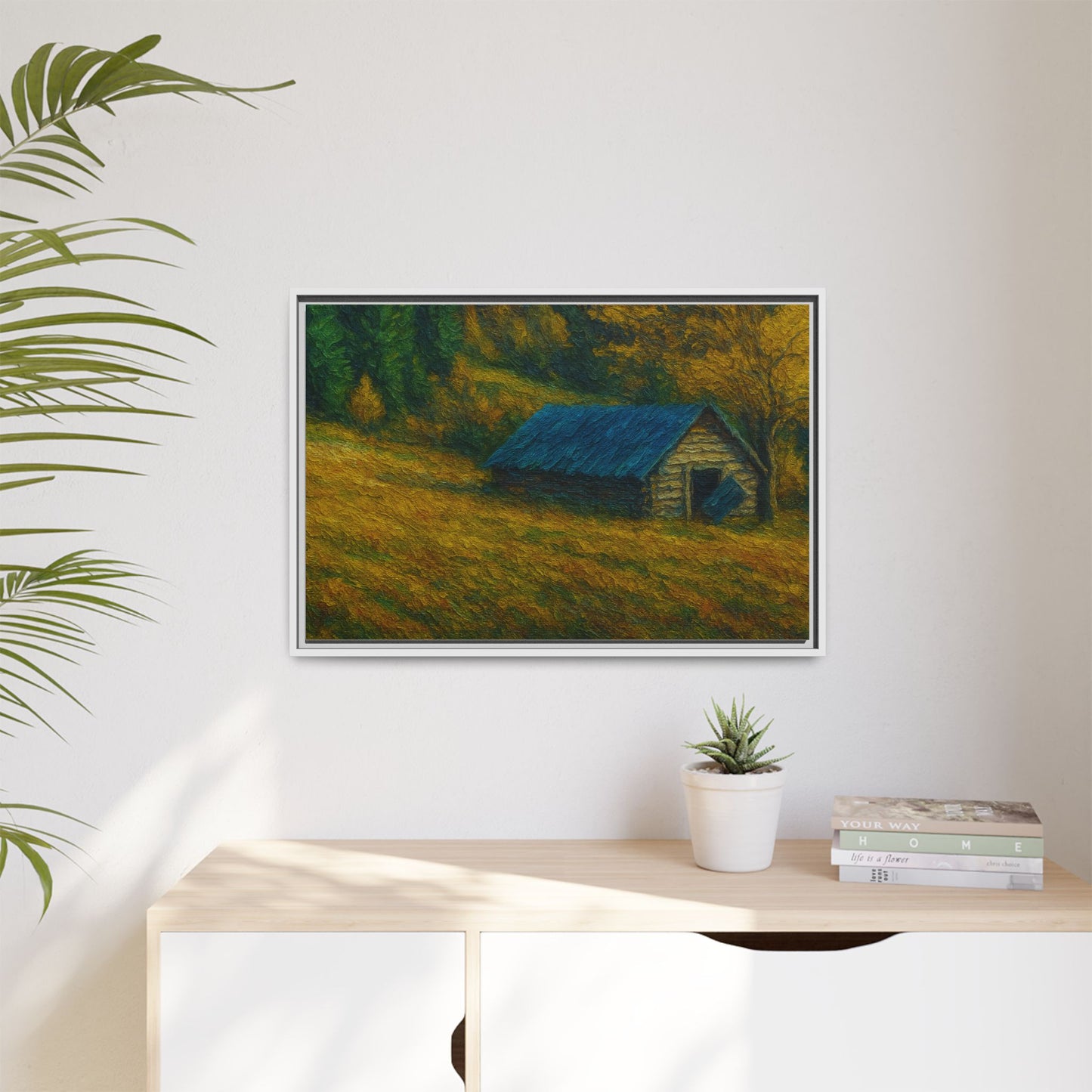 Framed Matte Canvas Print, Rustic Artwork, Farmhouse Decor, Nature Wall Art, Gift for Home, Autumn Decor, Landscape Painting