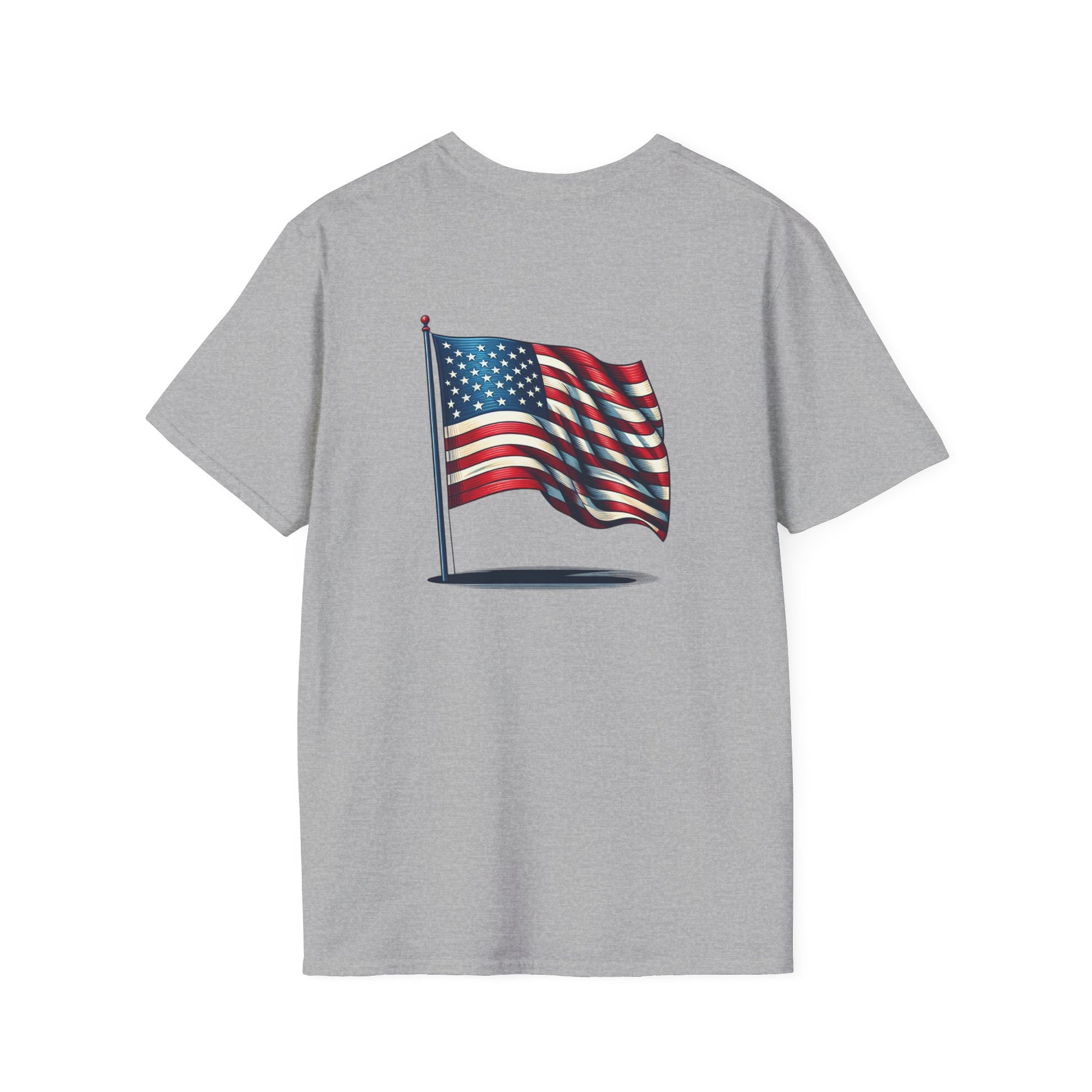Patriotic Unisex Softstyle T-Shirt, American Flag Tee, USA Pride Shirt, Perfect for Independence Day, Casual Wear - TRV