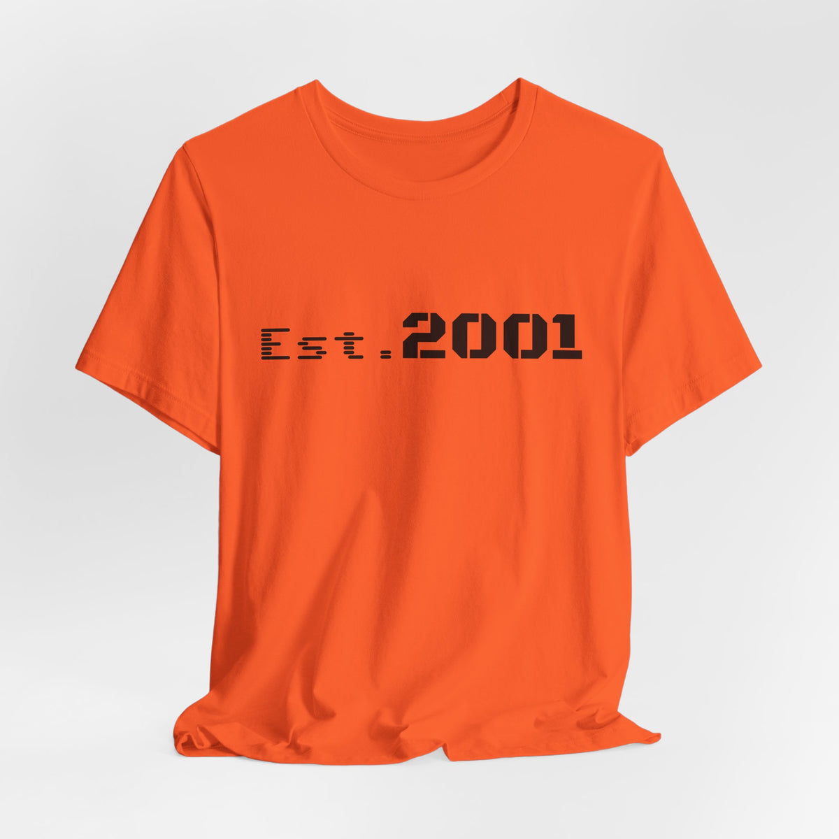 Retro minimalist Est. 2001 graphic T-shirt by Printify featuring a clean design and bold birth year print on soft fabric.