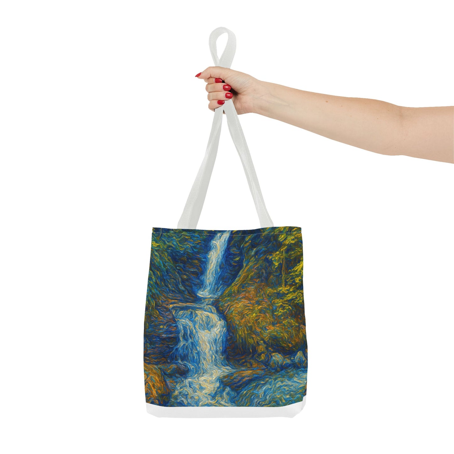 Nature-Inspired Tote Bag, Artistic Eco-Friendly Shopper, Waterfall Design, Reusable Market Bag, Gift for Nature Lovers - TRV