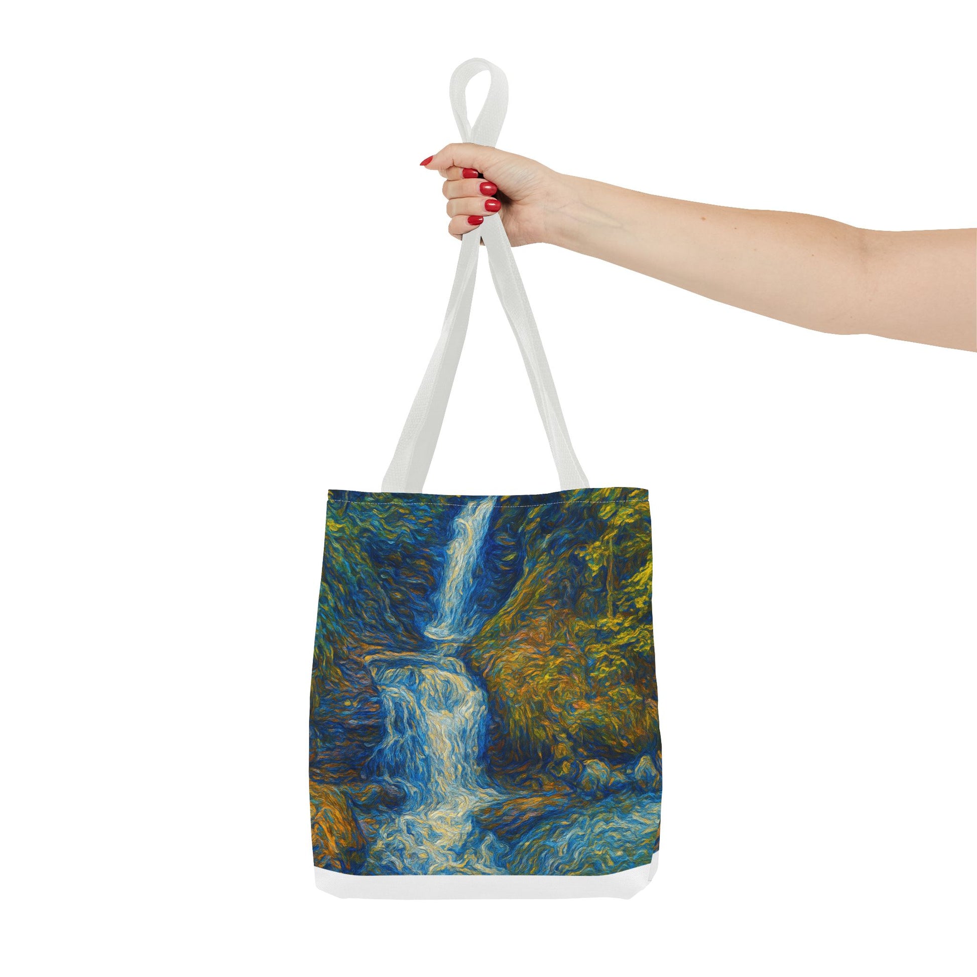 Nature-Inspired Tote Bag, Artistic Eco-Friendly Shopper, Waterfall Design, Reusable Market Bag, Gift for Nature Lovers - TRV