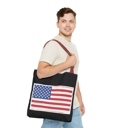 Patriotic Tote Bag, American Flag Carryall, Beach Bag, Reusable Shopping Tote, Independence Day Gift - TRV