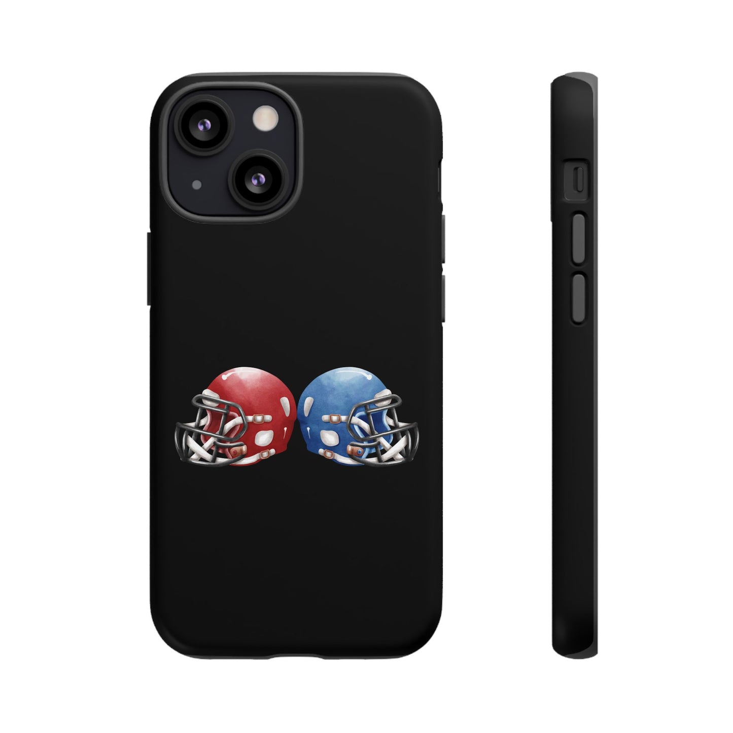 Red and blue football helmet tough phone case for iPhone, protective Printify phone cover with bold football design.