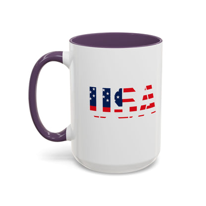 USA Flag Accent Coffee Mug — Patriotic 11/15oz Ceramic Coffee Cup