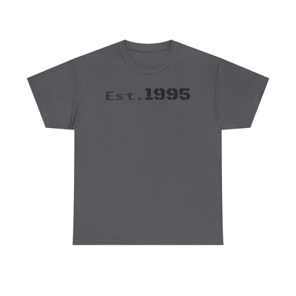 Unisex Heavy Cotton Tee - Est. 1995, Vintage Birthday Gift, Customizable Tee, Retro Unisex Shirt, Casual Everyday Wear