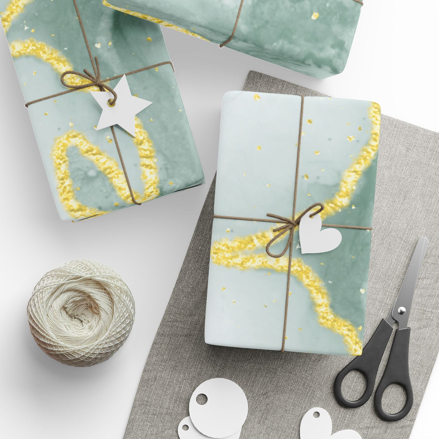 Marble Swirl Wrapping Paper Roll — Pink, Green & Gold Abstract Gift Wrap