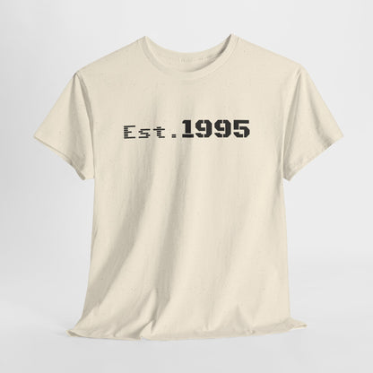 Vintage minimalist Est. 1995 T-shirt by Printify featuring a simple birthday design on a casual unisex tee.