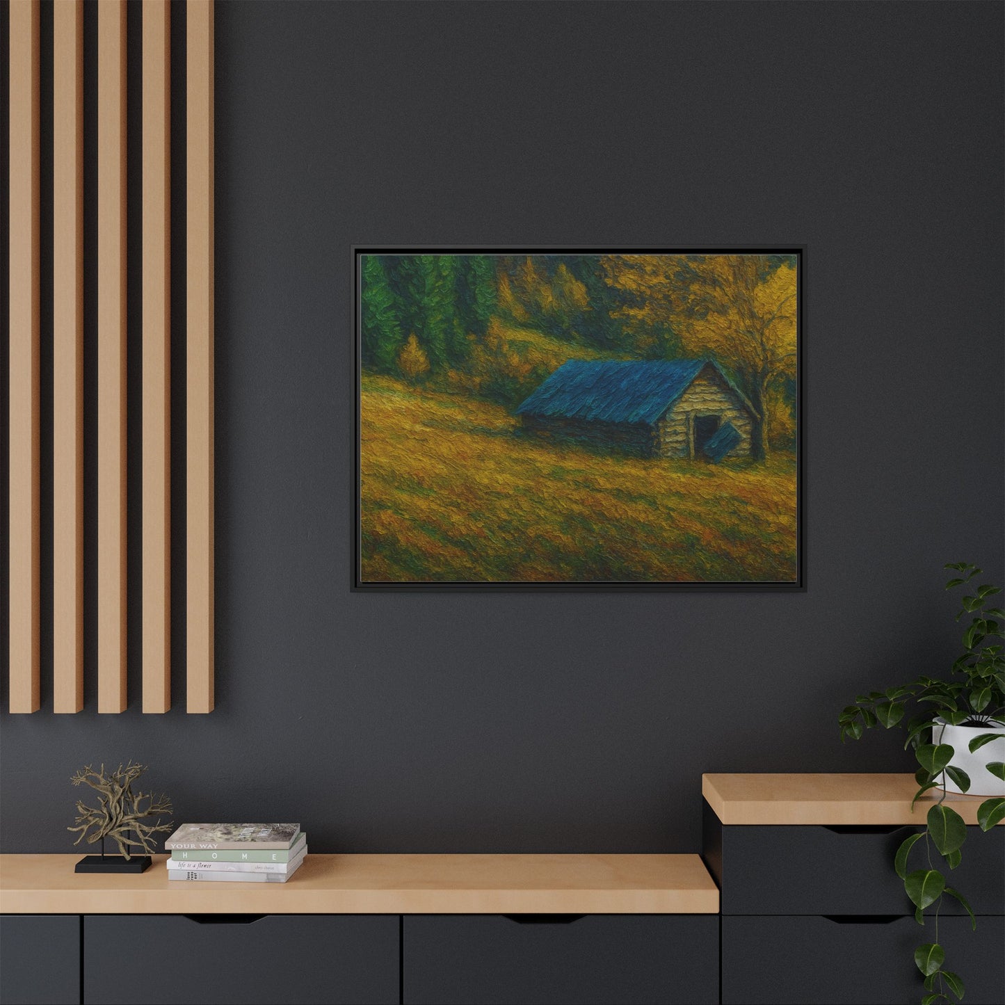 Framed Matte Canvas Print, Rustic Artwork, Farmhouse Decor, Nature Wall Art, Gift for Home, Autumn Decor, Landscape Painting