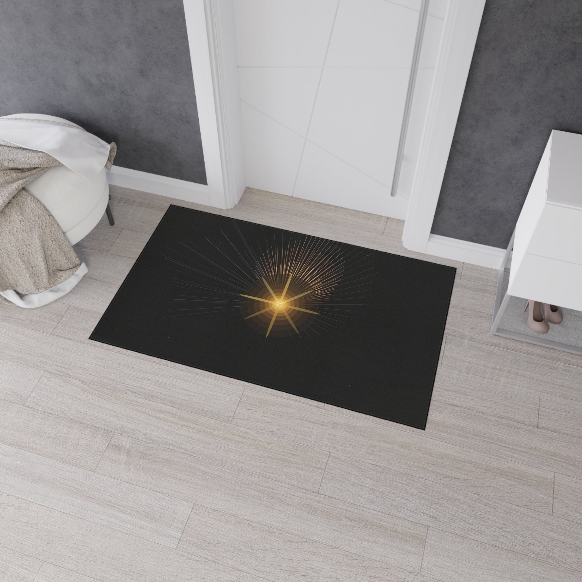 Radiant Star Burst Floor Mat | Black Entrance Rug - TRV