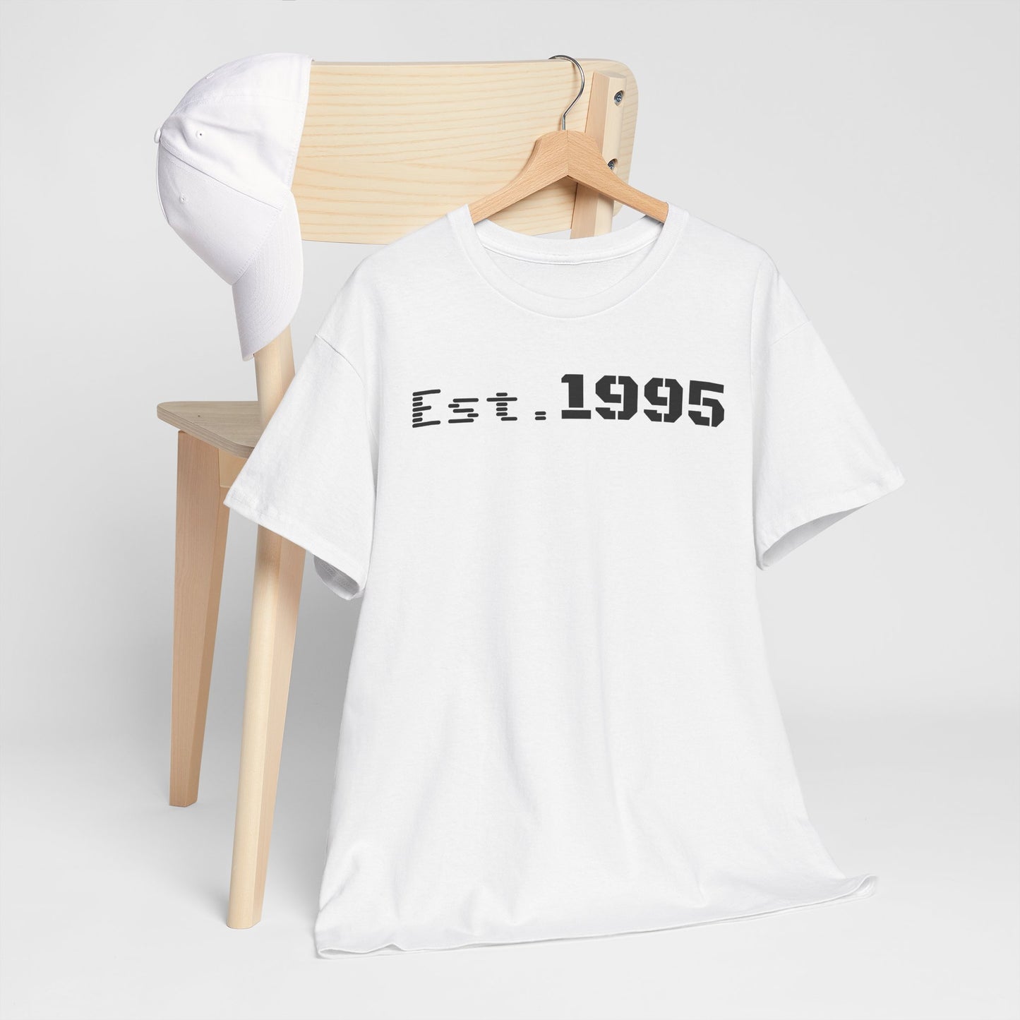Unisex Heavy Cotton Tee - Est. 1995, Vintage Birthday Gift, Customizable Tee, Retro Unisex Shirt, Casual Everyday Wear