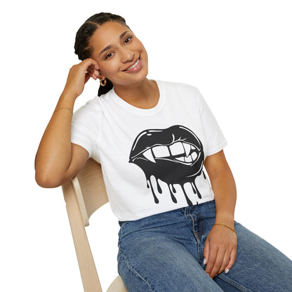 Edgy Graphic Unisex T-Shirt - Dripping Mouth Design, Cool Tee, Trendy Shirt, Hipster Top, Streetwear, Alternative Fashion, Holiday Gift