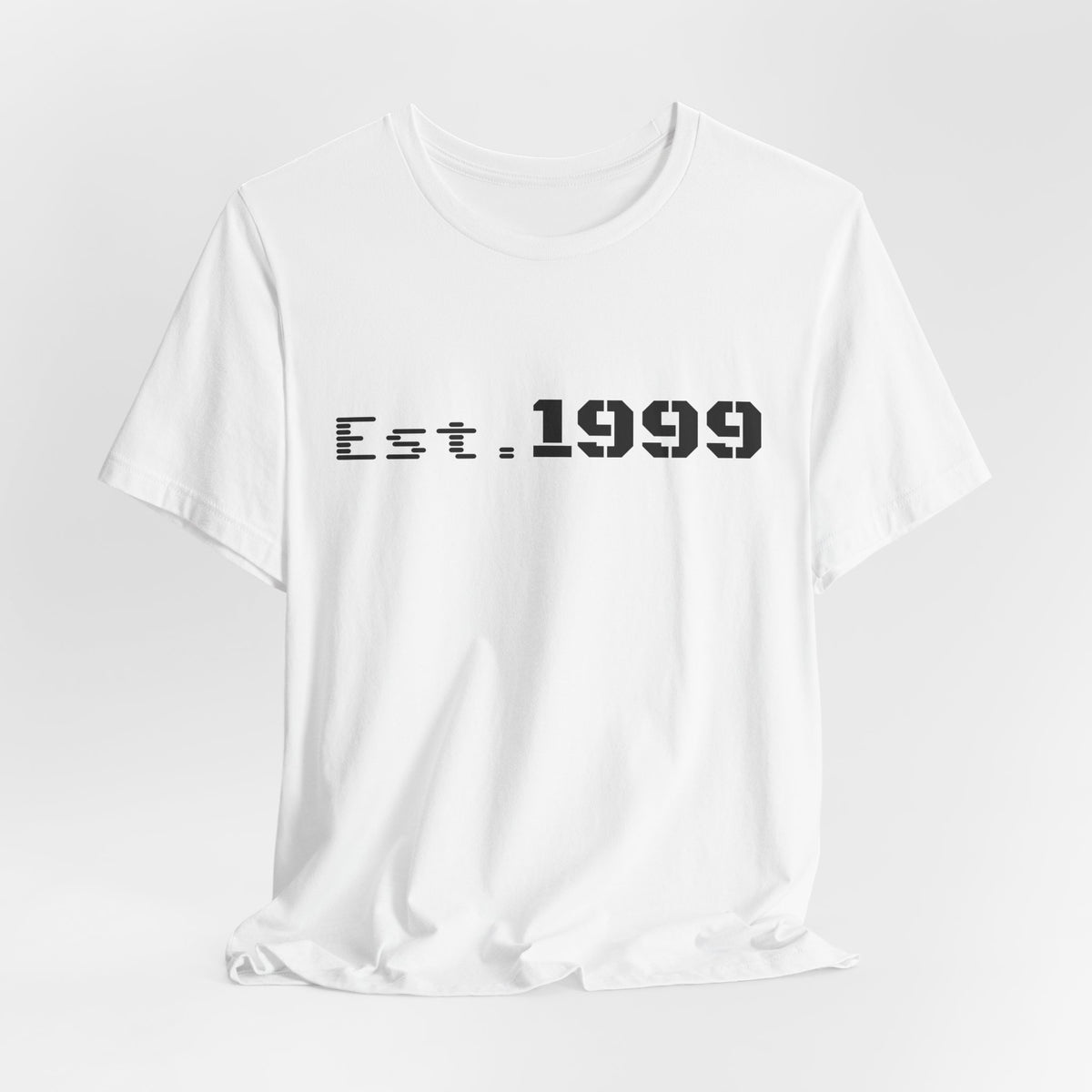 Vintage minimalist Est. 1999 T-shirt by Printify featuring a simple birth year design on soft fabric.