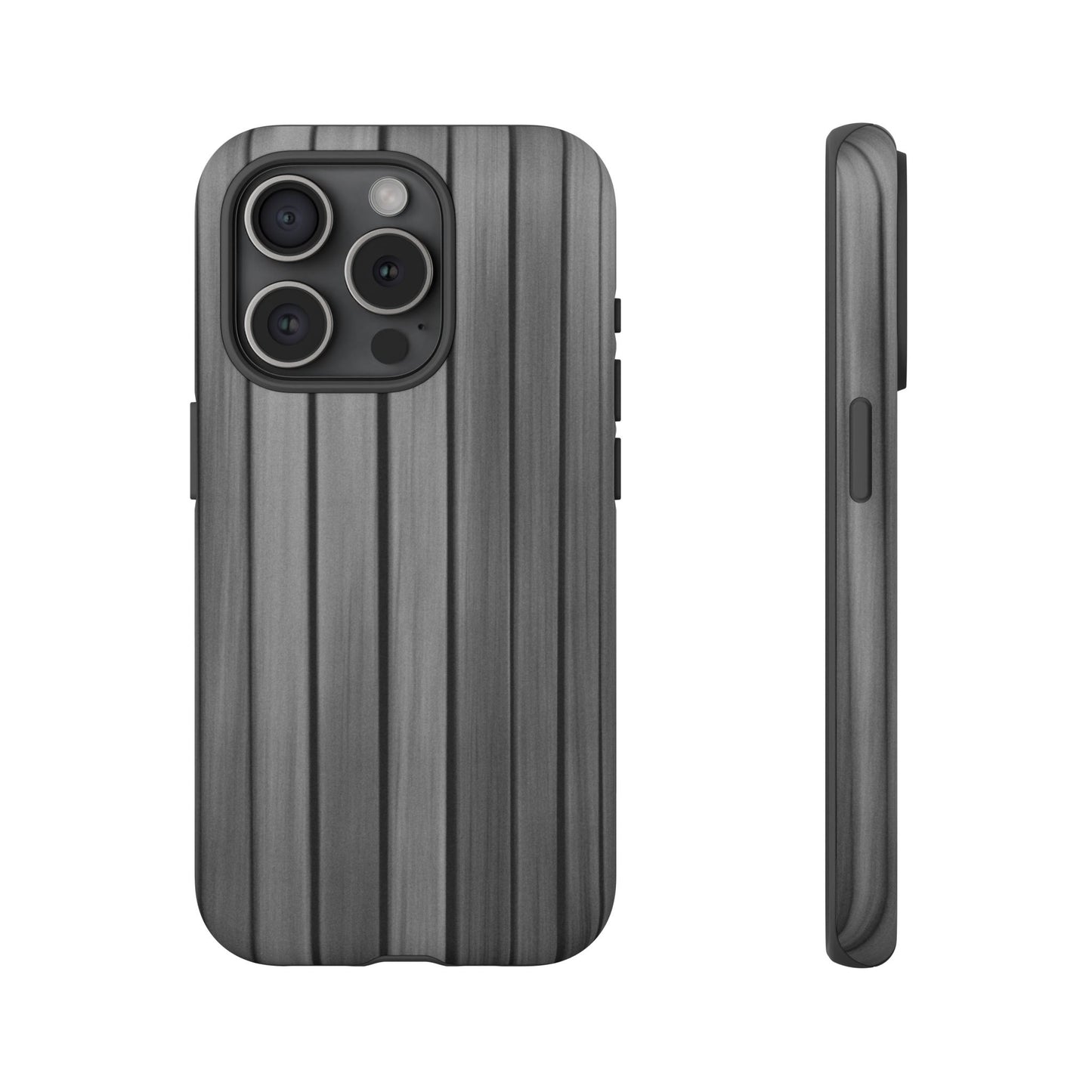 Ribbed metal texture phone case for iPhone, tough protective cover by Printify with durable metal finish and precise cutouts.