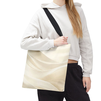 Cream Abstract Waves Tote Bag | Neutral Swirl Pattern