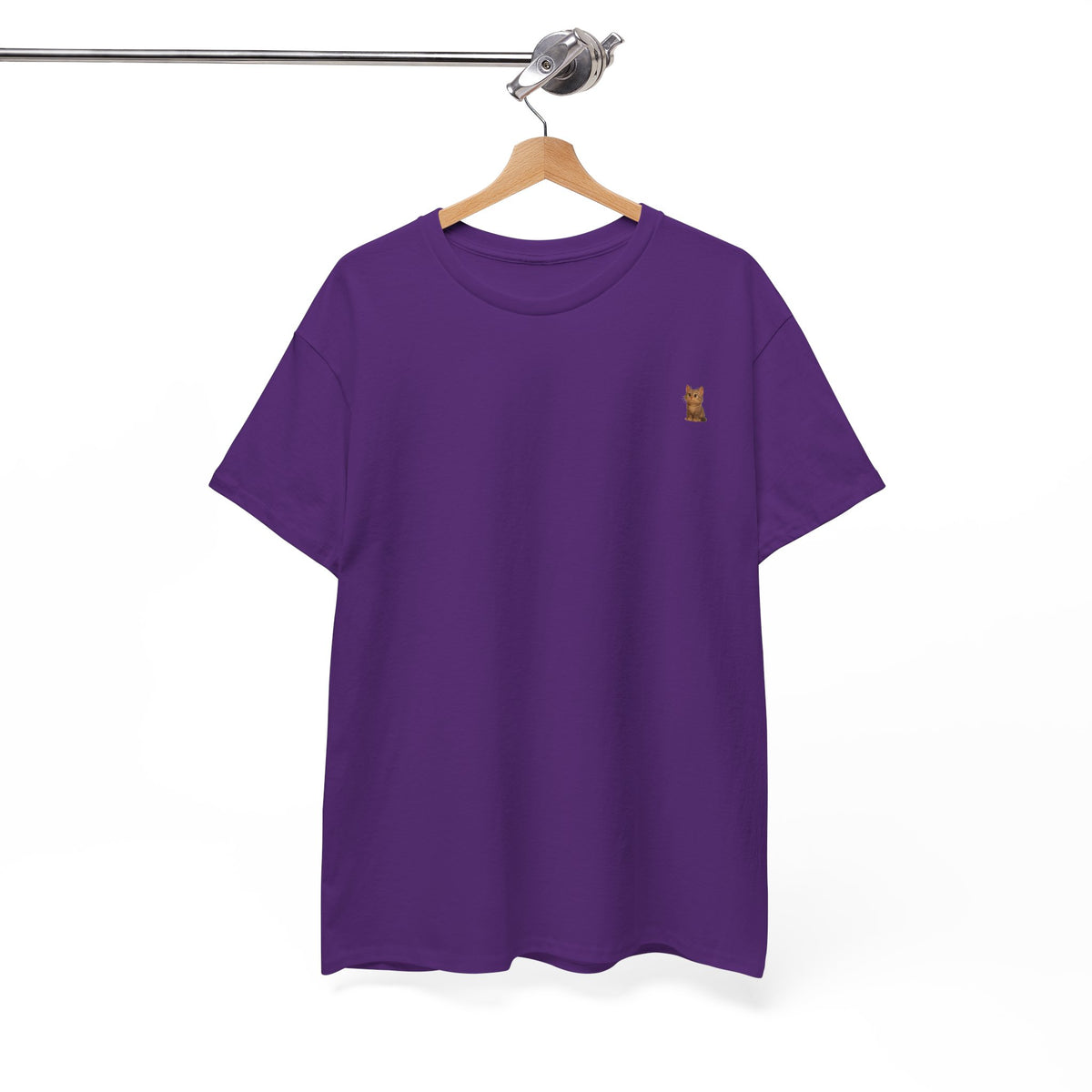 Brown kitten graphic T-shirt for cat lovers, casual printify tee with adorable feline design on soft fabric.