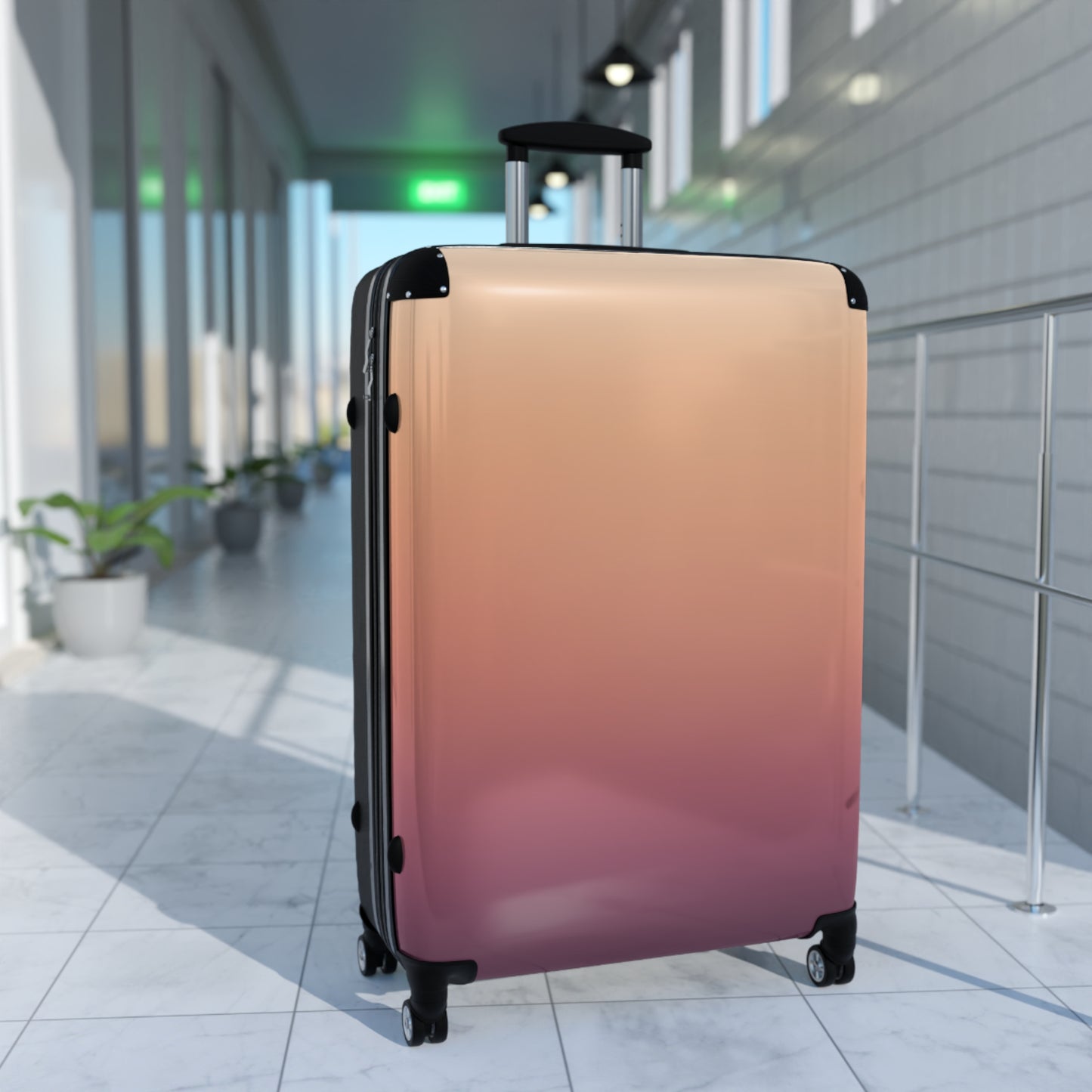 Gradient Ombre Carry-On Suitcase — Sunset Pink to Plum Travel Luggage
