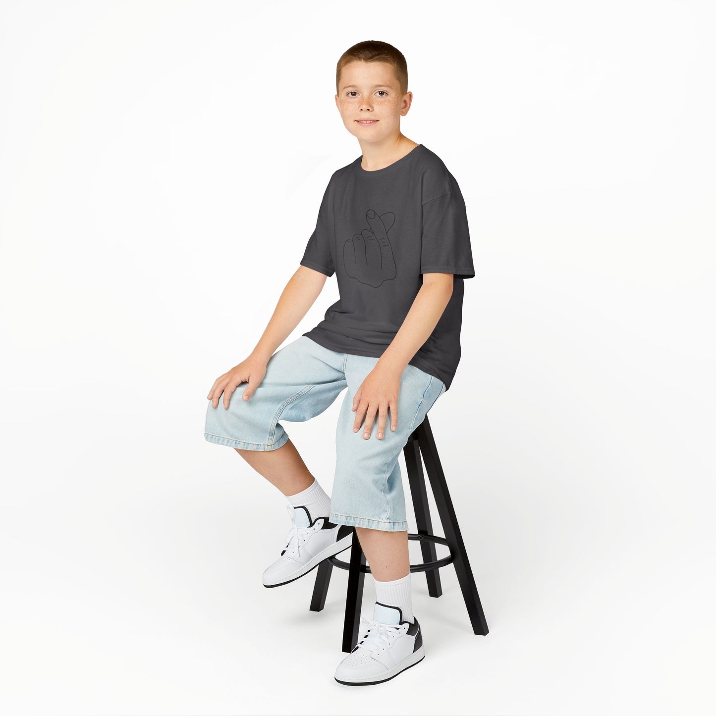 Cute Kids Heavy Cotton Tee - K-Pop Inspired Love Gesture