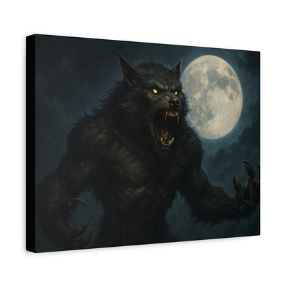 Werewolf Moon Canvas Art | Dark Fantasy Decor for Halloween, Gothic Home, Werewolf Lover Gift, Unique Wall Art, Spooky Decor - TRV